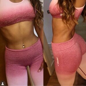 Women's gym shark Pink Ombre Sports  Leggings marl